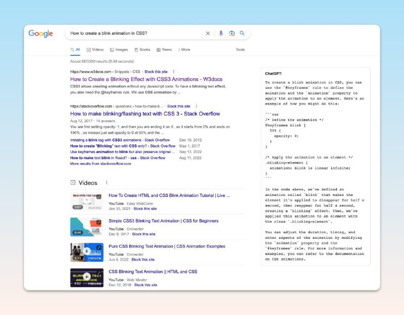 #AI #插件 #工具 #开源 #google #ChatGPT🧩ChatGPT for Google - 一个可以 Google 搜索结果右侧同时展示 ChatGPT 的回答的插件⏬chrome商店📚相关阅读- ChatGPT - 一个AI聊天机器人模型📢关注频道：@geekshare 💬加入群聊：@igeekshare📮欢迎投稿：@Geekshare_bot