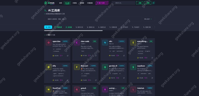 #建站 #网址导航 #开源🌐 AI Hub - 一站式全球 AI 工具聚合导航平台🌐 在线体验网站采用赛博朋克风格 UI，拥有强大的搜索筛选功能