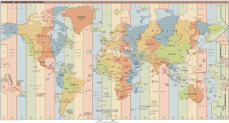 #网站⏱TimeInZone - 即时查看多个时区的时间📄1884年，国际经度会议在华盛顿召开，会议规定将全球按经线从东到西划分为24个时区，每个时区跨越经度15°，相邻区域的时间相差1小时，这样24个时区刚好是24小时，地球自转一周📮投稿    📢频道    💬群聊    🔎索引