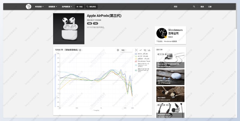 #网站 #数据 #对比 #数码🎧Woodenears - 一个耳机测评、开箱、科普类的知识网站📄你可以在此网站查看数目庞大的耳机测评数据，每个耳机都有自己的详细数据详情页，并且每个每个数据都有说明代表着什么并且还支持主流的耳机参数对比，一眼看出哪个耳机的参数更佳➡️已收录至「硬件数据/排行/对比」📮投稿    📢频道    💬群聊