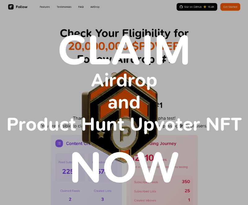 #RSS #阅读 #工具⭐ 快看看你能领多少空投！直达： follow.is/airdrop任务都是非强制性的🎲 抽奖在本条推送下留言，截止到等会 23 点 30 分，最后留言的 2 位将得到邀请码没有抽到的也不要紧，这几天会联合机场商家联合送出数枚邀请码！📑相关阅读 Follow - 新一代的信息浏览器📮投稿    📢频道    💬群聊    🔎索引